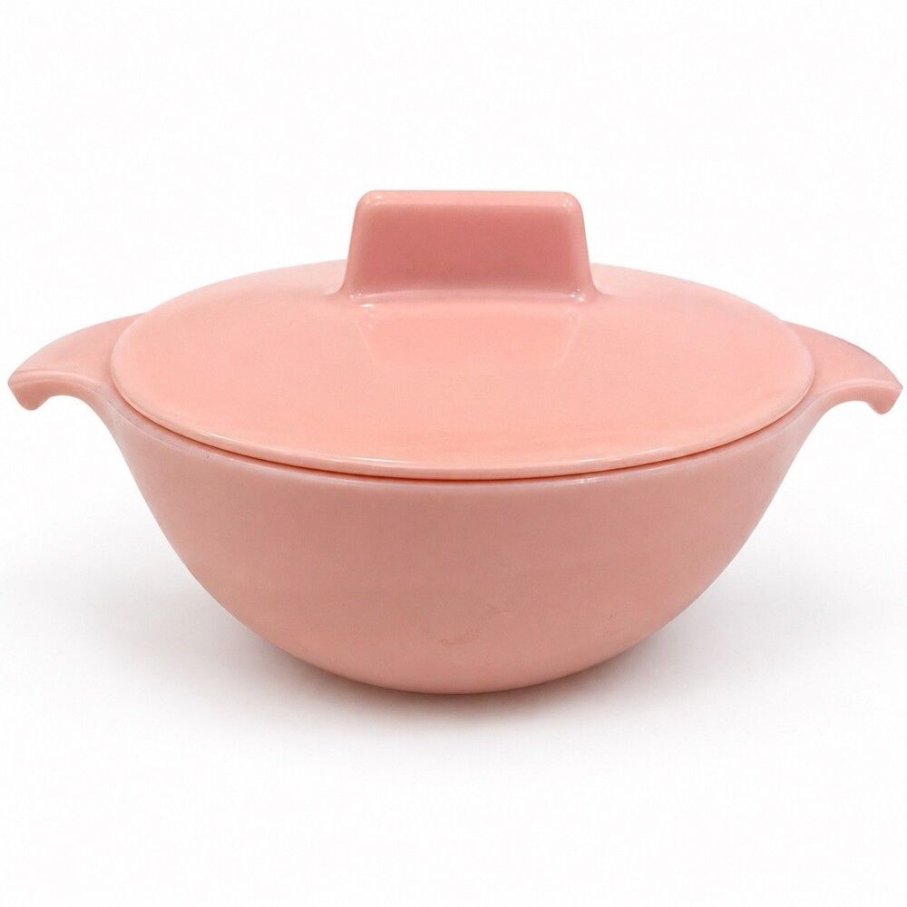 Vtg Pink Watertown Lifetime Ware Mel Mac Covered Sugar Bowl Mid Century Modern